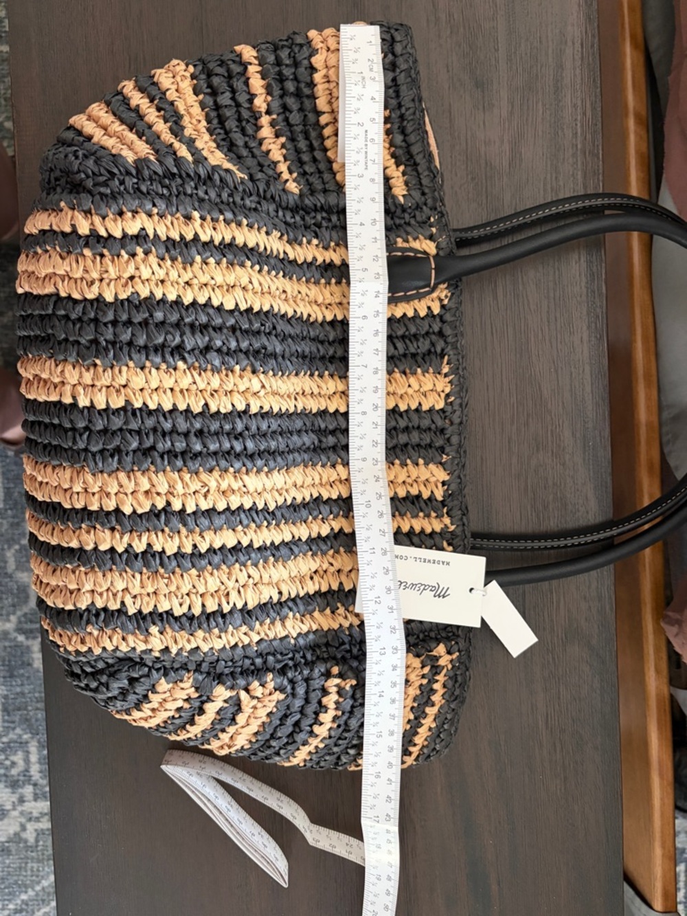 NWT Madewell The Handwoven Straw Mini Tote in Wide Stripe - Picture 7 of 10